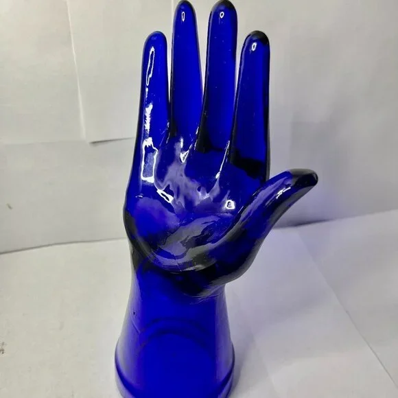 Vintage Cobalt Blue Glass Hand Ring Holder - Picture 4 of 5